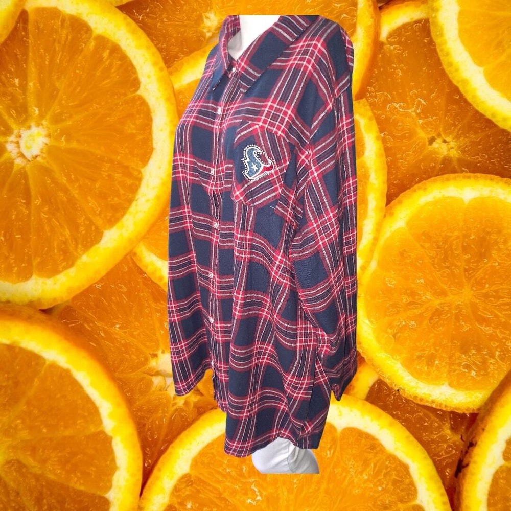 NFL Team Houston Texans Button Up Plaid Shirt Size 4XL